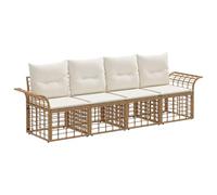 vidaXL Set di divani da esterno 4 pcs Naturale e Bianco Crema, Giardino e Terrazza, Set Divano Esterno, Mobili Resistenti, Posti Modulari, Comodità Assoluta