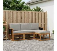 vidaXL Set di divani da esterno 4 pcs Naturale e Grigio Chiaro