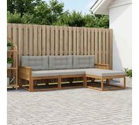 vidaXL Set di divani da esterno 4 pcs Naturale e Grigio chiaro