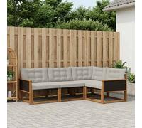 vidaXL Set di divani da esterno 4 pcs Naturale e Grigio Chiaro, Set da giardino, divano moderno, arredamento resistente, seating elegante per terrazza, patio per rilassarsi