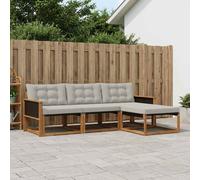 vidaXL Set di divani da esterno 4 pcs Naturale e Grigio Chiaro, Divano da Giardino, Set Sezionale Moderno, Mobili Esterni Resistenti, Lounge per Patio e Relax