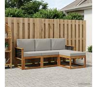 vidaXL Set di divani da esterno 4 pcs Naturale e Grigio Chiaro
