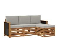 vidaXL Set di divani da esterno 4 pcs Naturale e Grigio Chiaro, Arredamento da giardino, divano moderno per terrazza, set lounge per un comfort all'aperto