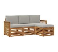 vidaXL Set di divani da esterno 4 pcs Naturale e Grigio Chiaro, Arredamento da giardino, divano moderno per terrazza, set lounge per un comfort all'aperto