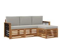 vidaXL Set di divani da esterno 4 pcs Naturale e Grigio Chiaro, Arredamento da giardino, divano moderno per terrazza, set lounge per un comfort all'aperto