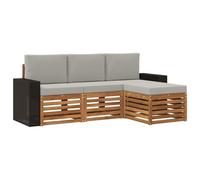vidaXL Set di divani da esterno 4 pcs Naturale e Grigio Chiaro, Arredamento da giardino, divano moderno per terrazza, set lounge per un comfort all'aperto