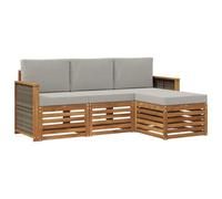vidaXL Set di divani da esterno 4 pcs Naturale e Grigio Chiaro, Arredamento da giardino, divano moderno per terrazza, set lounge per un comfort all'aperto