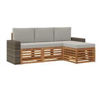 vidaXL Set di divani da esterno 4 pcs Naturale e Grigio Chiaro, Arredamento da giardino, divano moderno per terrazza, set lounge per un comfort all'aperto