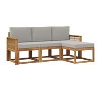 vidaXL Set di divani da esterno 4 pcs Naturale e Grigio Chiaro, Divano da esterno, arredo moderno, relax in giardino e terrazza per il comfort del patio