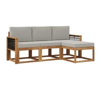 vidaXL Set di divani da esterno 4 pcs Naturale e Grigio Chiaro, Lounge da Giardino, Set Divano da Esterno Moderno, Mobili Sezionali Durevoli per Patio, Seduta Confortevole per Terrazza