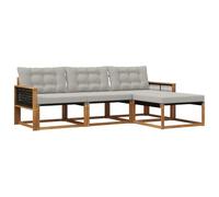 vidaXL Set di divani da esterno 4 pcs Naturale e Grigio Chiaro, Divano da Giardino, Set Sezionale Moderno, Mobili Esterni Resistenti, Lounge per Patio e Relax