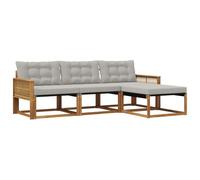 vidaXL Set di divani da esterno 4 pcs Naturale e Grigio Chiaro, Divano da Giardino, Sezionale Moderno, Mobili da Esterno, Set per Patio, Comfort per la Tua Terrazza