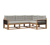 vidaXL Set di divani da esterno 4 pcs Naturale e Grigio chiaro, Mobili da esterno adattabili, set di divani moderni per il patio, sezione modulare comoda, relax in giardino