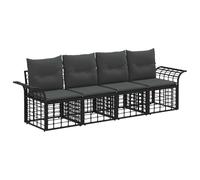 vidaXL Set di divani da esterno 4 pcs Nero e Grigio scuro Poliestere, Giardino e Terrazza, Set Divano Esterno, Mobili Resistenti, Posti Modulari, Comodità Assoluta