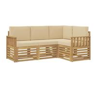 vidaXL Set di divani da esterno, 4 pezzi, beige, set da giardino, divano moderno per esterni, mobili sezionali per terrazza e comfort in patio