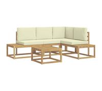 vidaXL Set di divani da esterno, 4 pezzi, bianco e crema, in poliestere, moderno per esterni, set sezionale, resistente, rilassarsi sulla terrazza