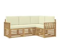 vidaXL Set di divani da esterno, 4 pezzi, bianco e crema, set da giardino, divano moderno per esterni, mobili sezionali per terrazza e comfort in patio