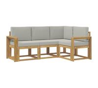 vidaXL Set di divani da esterno 4 pezzi, bianco e grigio chiaro, divano da esterno moderno, soggiorno estivo, mobili sezionali, sedute durevoli per patio, terrazza