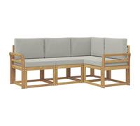 vidaXL Set di divani da esterno 4 pezzi, bianco e grigio chiaro, divano da esterno moderno, soggiorno estivo, mobili sezionali, sedute durevoli per patio, terrazza