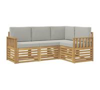 vidaXL Set di divani da esterno, 4 pezzi, bianco e grigio chiaro, set da giardino, divano moderno per esterni, mobili sezionali per terrazza e comfort in patio