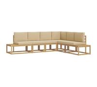 vidaXL Set di divani da esterno, 4 pezzi, in poliestere, beige, divano modulare per giardino, mobili da patio moderni, relax sulla terrazza
