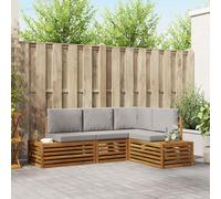 vidaXL Set di divani da esterno 4 Pezzo Grigio Naturale e Chiaro, Divano da Giardino Elegante, Set Sezionale Moderno, Mobili Resistenti, Comfort per Patio e Terrazza