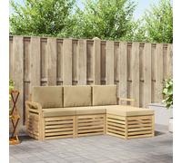 vidaXL Set di divani da esterno 4 pz Bianco e Beige Poliestere