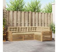 vidaXL Set di divani da esterno 4 pz Bianco e Beige Poliestere