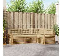 vidaXL Set di divani da esterno 4 pcs Bianco e Beige, Divano Esterno, Set Sezionale Resistente, Mobilio da Giardino, Comfort e Stile per il Tuo Patio