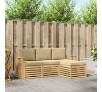 vidaXL Set di divani da esterno, 4 pezzi, beige, divano sezionale da giardino, lounge moderno, mobili per terrazza, comfort all'aria aperta