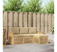 vidaXL Set di divani da esterno 4 pz Bianco e Beige Poliestere