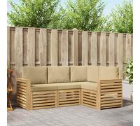 vidaXL Set di divani da esterno 4 pz Bianco e Beige Poliestere