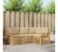 vidaXL Set di divani da esterno 4 pz Bianco e Beige Poliestere