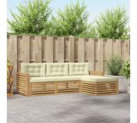 vidaXL Set di divani da esterno 4 pz Bianco e Crema
