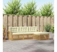 vidaXL Set di divani da esterno 4 pz Bianco e Crema