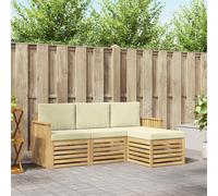 vidaXL Set di divani da esterno 4 pcs Bianco e Crema, Divano Sezionale da Giardino, Lounge Moderna, Mobili Esterni per Comfort in Terrazza