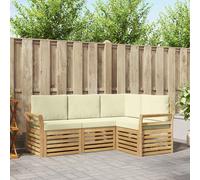 vidaXL Set divani 4 pcs Bianco e Crema 190 x 130,5 x 73 cm Poliestere, Set da Giardino, Divano Esterno Moderno, Mobili Angolari per Relax in Terrazza, Comfort Patio