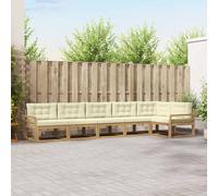 vidaXL Set di divani da esterno 4 pz Bianco e Crema Poliestere