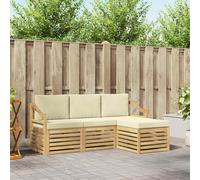 vidaXL Set di divani da esterno 4 pz Bianco e Crema Poliestere