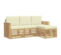vidaXL Set di divani da esterno 4 pcs Bianco e Crema, Divano Sezionale da Giardino, Lounge Moderna, Mobili Esterni per Comfort in Terrazza