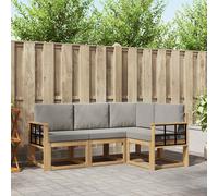 vidaXL Buiten bankenset 4 st Wit en Lichtgrijs Polyester