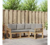 vidaXL Set di divani da esterno 4 pz Bianco e Grigio Chiaro Poliestere