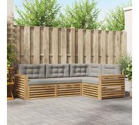 vidaXL Set di divani da esterno 4 pz Bianco e Grigio Chiaro Poliestere