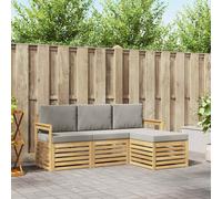 vidaXL Set di divani per esterni, 4 pezzi, bianco e grigio chiaro, divano ad angolo da giardino, soggiorno moderno, mobili da esterno per un comfort sulla vostra terrazza