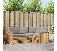vidaXL Set di divani da esterno 4 pz Bianco e Grigio Chiaro Poliestere