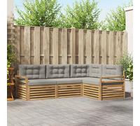 vidaXL Set di divani da esterno 4 pz Bianco e Grigio Chiaro Poliestere