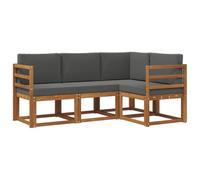 vidaXL Set di divani da esterno con cuscino 4 pcs Naturale e Antracite, Divano moderno da giardino, set lounge per terrazzo, patio, mobili resistenti per vivibilità
