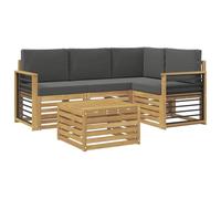 vidaXL Set di divani da esterno 5 pcs Bianco e Antracite, Divano da esterno moderno, elegante seduta per patio, arredamento giardino contemporaneo, lounge modulare