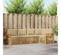 vidaXL Set di divani da esterno, 5 pezzi, beige, 247 x 128,5 x 73 cm, divano sezionale moderno per giardino, mobili da esterno, comfort per patio e terrazza