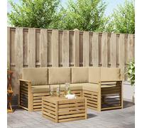 vidaXL Set di divani da esterno 5 pcs Bianco e Beige 59 x 59 x 37 cm, Divano da esterno moderno, elegante seduta per patio, arredamento giardino contemporaneo, lounge modulare